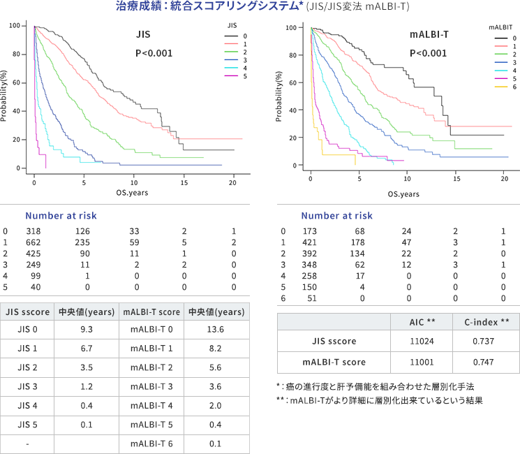 肝予備能と進行度別でみた治療成績